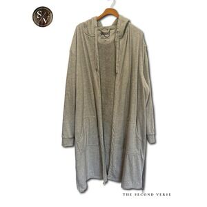 DudeRobe Robe Men L/XL Gray Quiet Luxury Cozy Hooded Robe Athleisure Loungewear